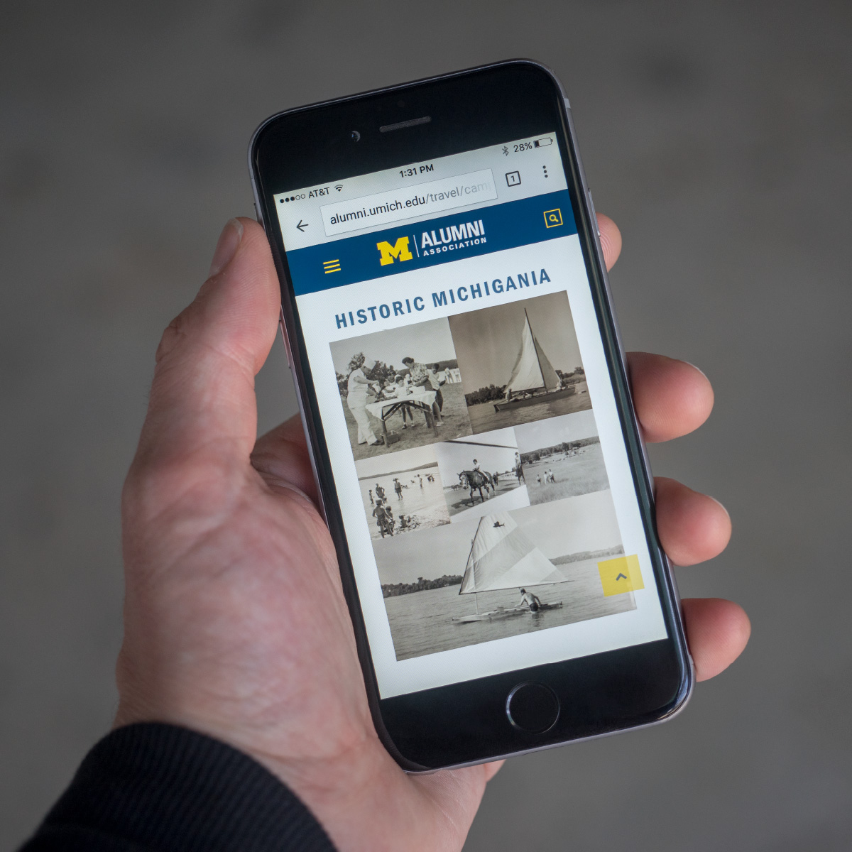 U-M website on iPhone